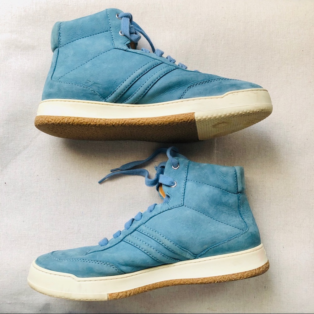 Bally Vintage Blue Suede Hi Top Sneakers - Picture 2 of 8